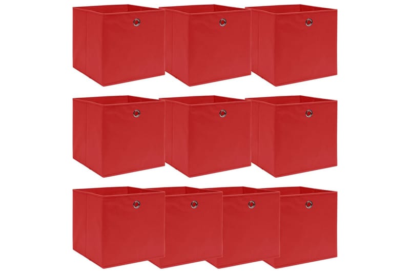 Förvaringslådor 10 st röd 32x32x32 cm tyg - Röd - Förvaringslåda