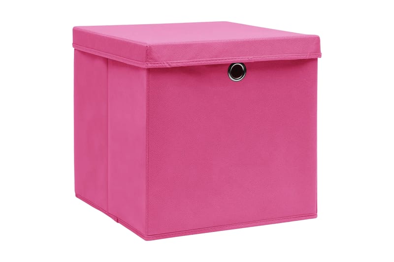 Förvaringslådor med lock 10 st rosa 32x32x32 cm tyg - Rosa - Förvaringslåda