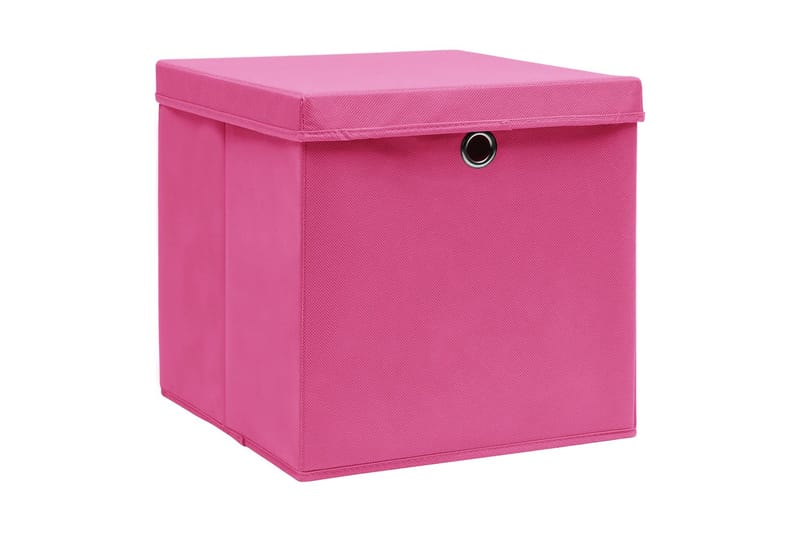 Förvaringslådor med lock 4 st 28x28x28 cm rosa - Rosa - Förvaringslåda
