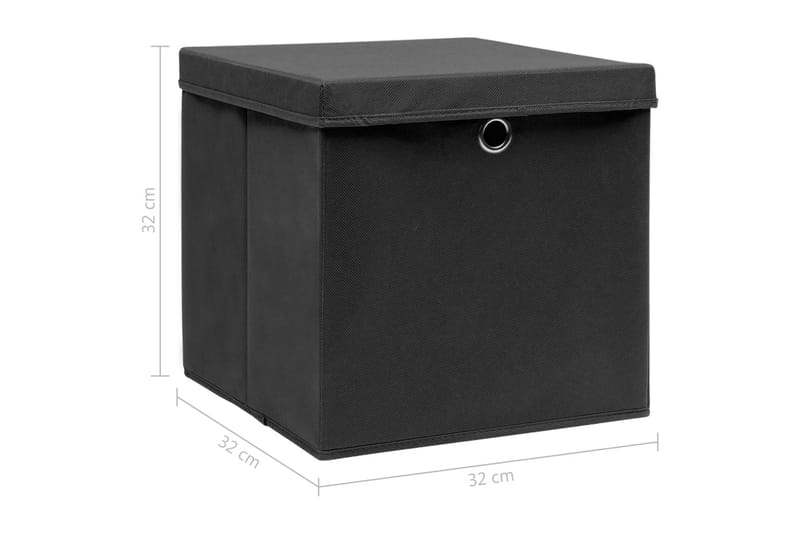 Förvaringslådor med lock 4 st svart 32x32x32 cm tyg - Svart - Förvaringslåda