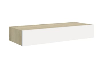 Väggmonterad låda ek och vit 60x23,5x10 cm MDF