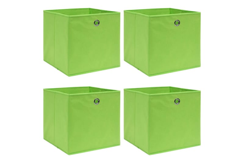 Förvaringslådor 4 st grön 32x32x32 cm tyg - Grön - Förvaringslåda