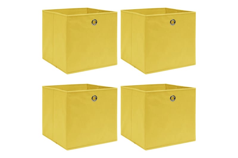 Förvaringslådor 4 st gul 32x32x32 cm tyg - Gul - Förvaringslåda