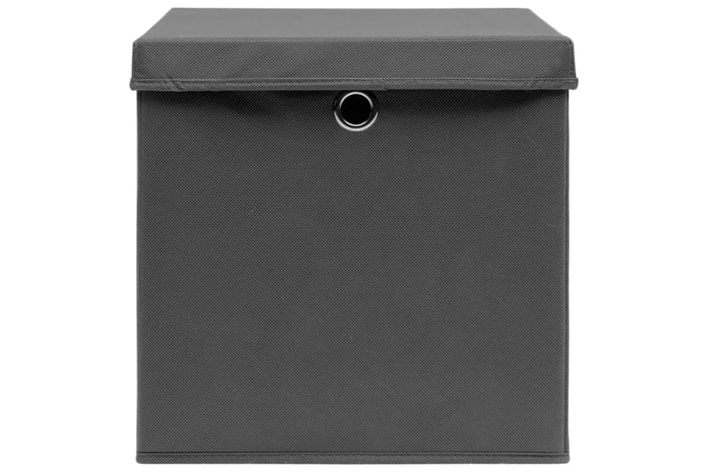 Förvaringslådor med lock 10 st 28x28x28 cm grå - Grå - Förvaringslåda