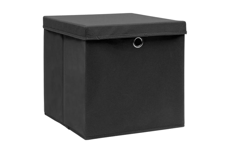 Förvaringslådor med lock 10 st 28x28x28 cm svart - Svart - Förvaringslåda