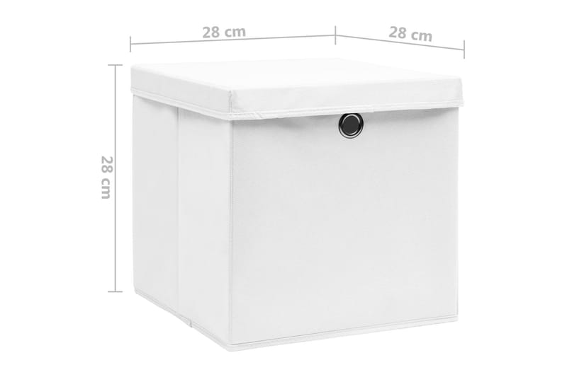 Förvaringslådor med lock 10 st 28x28x28 cm vit - Vit - Förvaringslåda