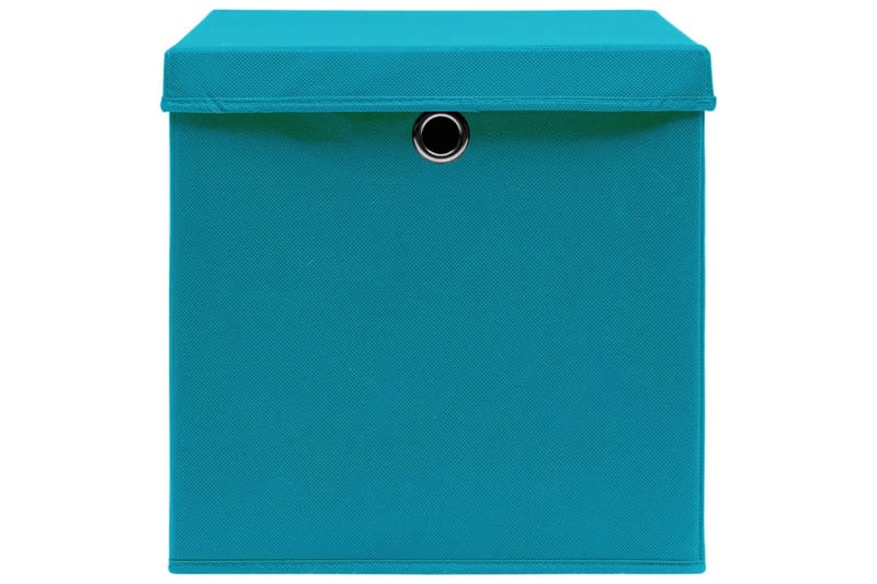 Förvaringslådor med lock 4 st 28x28x28 cm babyblå - Turkos - Förvaringslåda