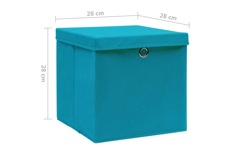 Förvaringslådor med lock 4 st 28x28x28 cm babyblå - Turkos - Förvaringslåda