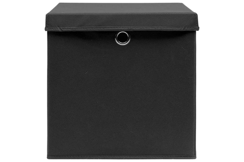 Förvaringslådor med lock 4 st 28x28x28 cm svart - Svart - Förvaringslåda