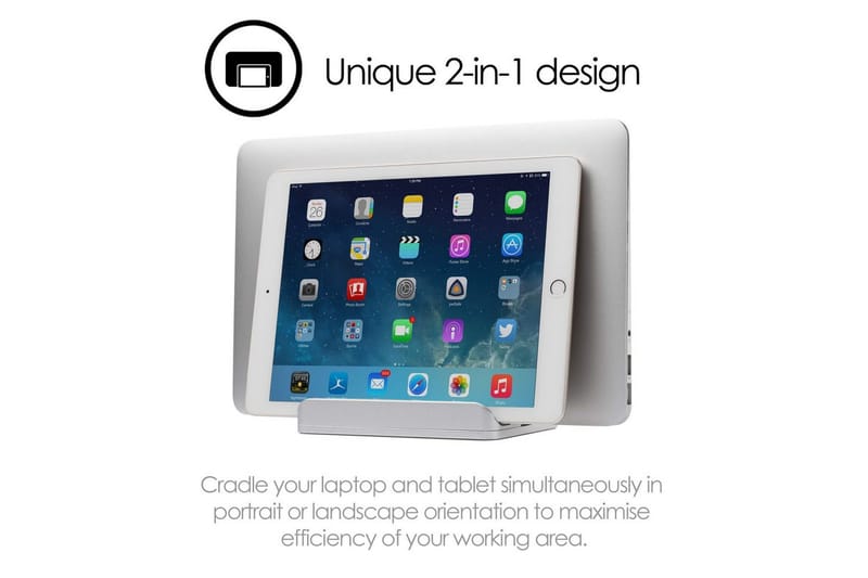 Bordsställ Desire2 2-in-1 Justerbar Aluminium - Silver - Förvaring - Småförvaring - Förvaringsställ - Laptopställ