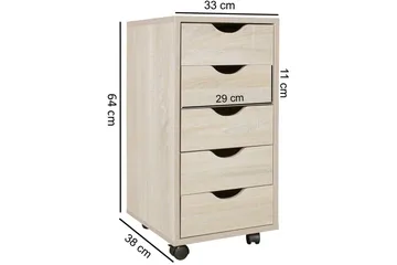 Rullkontejner Wohnling 5 lådor med folierad spånskiva och hjul, modern stil Sonoma - Sonoma - Förvaring - Förvaringsmöbler - Byrå - Hurts