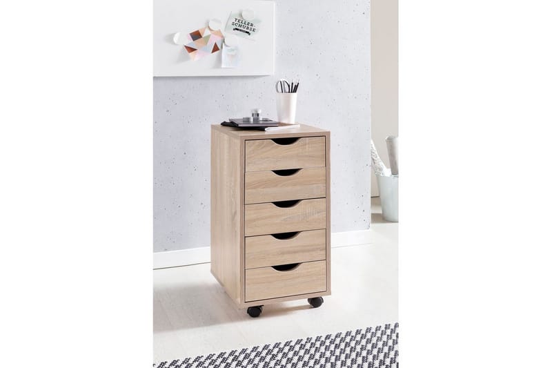 Rullkontejner Wohnling 5 lådor med folierad spånskiva och hjul, modern stil Sonoma - Sonoma - Förvaring - Småförvaring - Förvaringsställ - Laptopställ