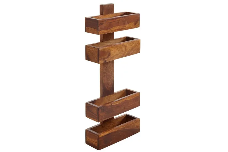 Tidningsställ Wohnling massivt trä för väggmontering, lantlig stil Rosenträ, Rosenträ