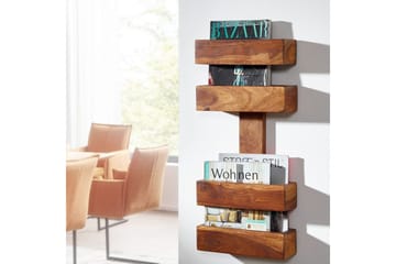 Tidningsställ Wohnling massivt trä för väggmontering, lantlig stil Rosenträ - Rosenträ - Förvaring - Småförvaring - Förvaringsställ - Tidningsställ