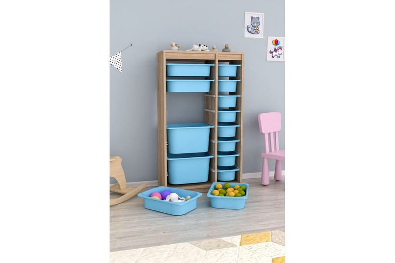 Flerfunktionsskåp Montana (69 x 112.2 x 29.6 cm) Sonomo / Blå - Sonomo / Blå - Förvaring - Småförvaring - Förvaringslåda