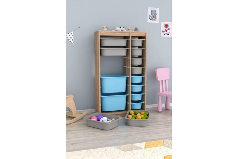 Flerfunktionsskåp Montana (69 x 112.2 x 29.6 cm) Sonomo Grå / Blå - Sonomo Grå / Blå - Förvaring - Småförvaring - Förvaringslåda