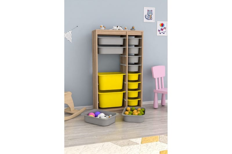 Flerfunktionsskåp Montana (69 x 112.2 x 29.6 cm) Sonomo Grå / Gul - Sonomo Grå / Gul - Förvaring - Småförvaring - Förvaringslåda