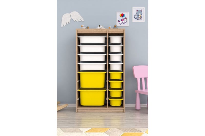Flerfunktionsskåp Montana (69 x 112.2 x 29.6 cm) Sonomo Vit / Gul - Sonomo Vit / Gul - Förvaring - Småförvaring - Förvaringslåda