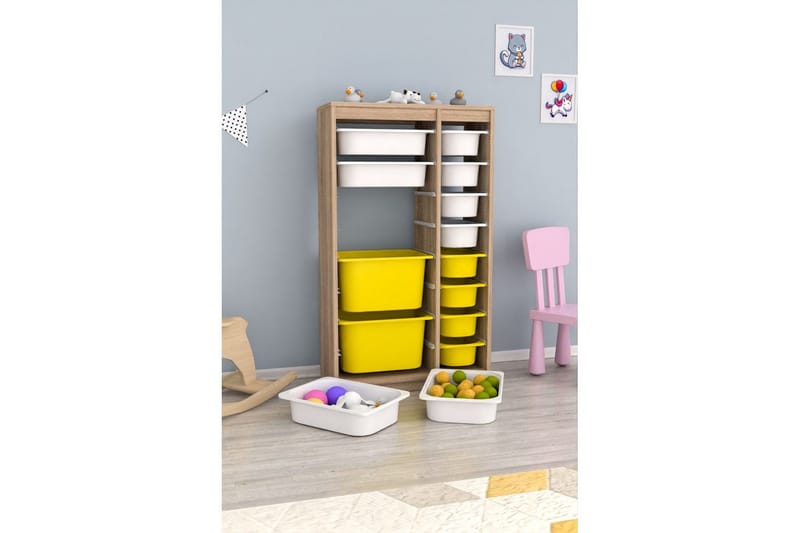 Flerfunktionsskåp Montana (69 x 112.2 x 29.6 cm) Sonomo Vit / Gul - Sonomo Vit / Gul - Förvaring - Småförvaring - Förvaringslåda