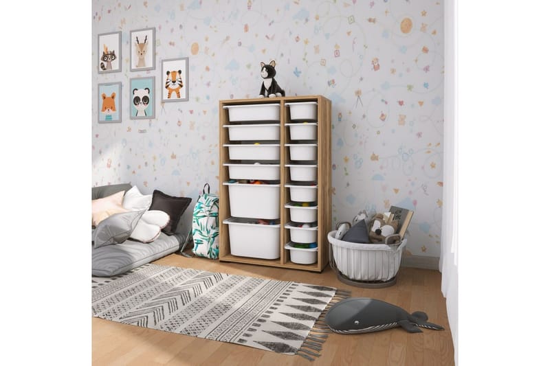 Flerfunktionsskåp Ravielwich (69,5 x 109 x 30 cm) Valnöt / Vit - Valnöt / Vit - Förvaring - Småförvaring - Förvaringslåda