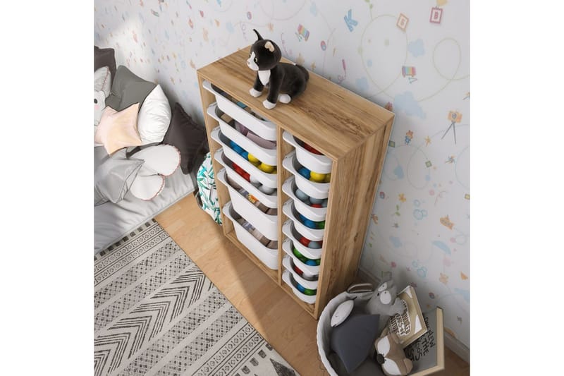 Flerfunktionsskåp Ravielwich (69,5 x 109 x 30 cm) Valnöt / Vit - Valnöt / Vit - Förvaring - Småförvaring - Förvaringslåda