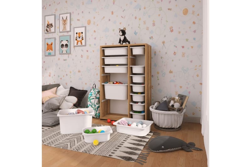 Flerfunktionsskåp Ravielwich (69,5 x 109 x 30 cm) Valnöt / Vit - Valnöt / Vit - Förvaring - Småförvaring - Förvaringslåda