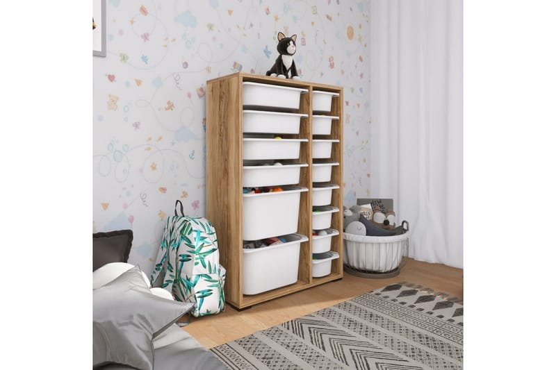 Flerfunktionsskåp Ravielwich (69,5 x 109 x 30 cm) Valnöt / Vit - Valnöt / Vit - Förvaring - Småförvaring - Förvaringslåda