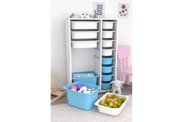 Flerfunktionsskåp Ravielwich (69,5 x 109 x 30 cm) Vit / Blå - Vit / Blå - Förvaring - Småförvaring - Förvaringslåda