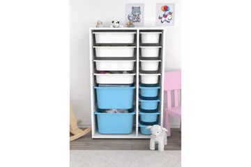 Flerfunktionsskåp Ravielwich (69,5 x 109 x 30 cm) Vit / Blå - Vit / Blå - Förvaring - Småförvaring - Förvaringslåda