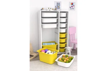 Flerfunktionsskåp Ravielwich (69,5 x 109 x 30 cm) Vit / Gul - Vit / Gul - Förvaring - Småförvaring - Förvaringslåda