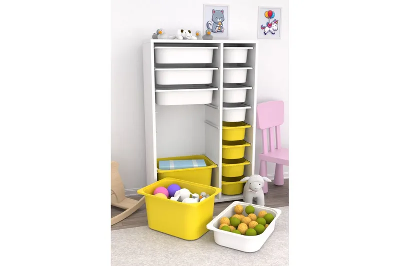 Flerfunktionsskåp Ravielwich (69,5 x 109 x 30 cm) Vit / Gul - Vit / Gul - Förvaring - Småförvaring - Förvaringslåda