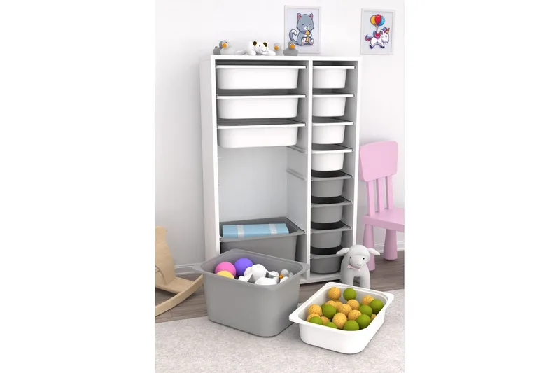 Flerfunktionsskåp Ravielwich (69,5 x 109 x 30 cm) VitGrå 2 - VitGrå 2 - Förvaring - Småförvaring - Förvaringslåda