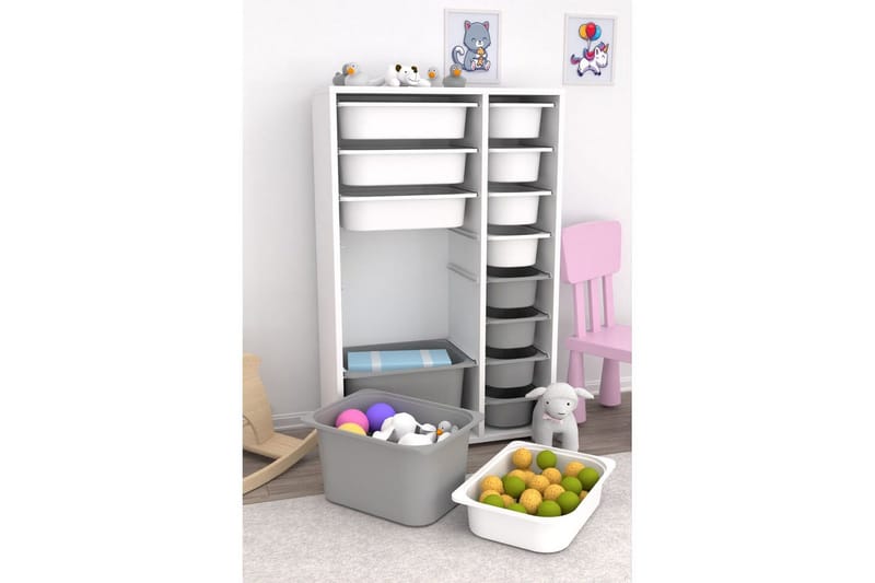 Flerfunktionsskåp Ravielwich (69,5 x 109 x 30 cm) VitGrå 2 - VitGrå 2 - Förvaring - Småförvaring - Förvaringslåda