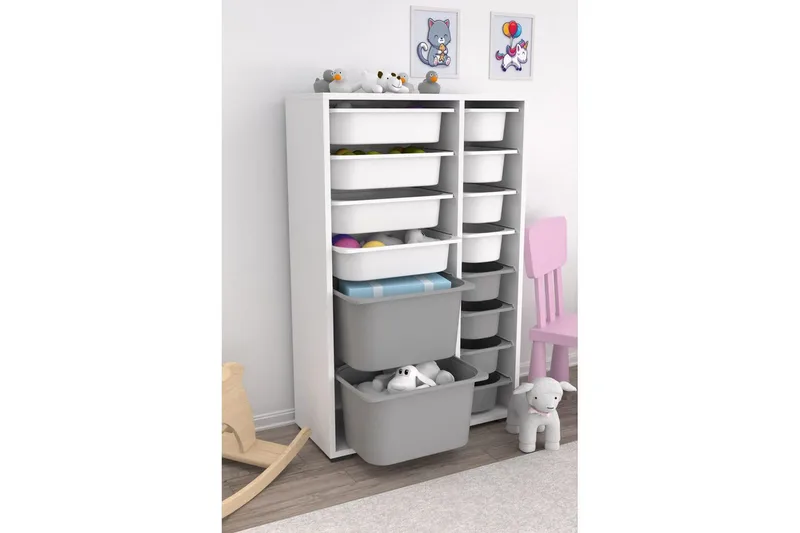 Flerfunktionsskåp Ravielwich (69,5 x 109 x 30 cm) VitGrå 2 - VitGrå 2 - Förvaring - Småförvaring - Förvaringslåda