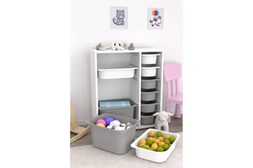 Flerfunktionsskåp Sosan K6B Vit / Grå - Vit / Grå - Förvaring - Småförvaring - Förvaringslåda