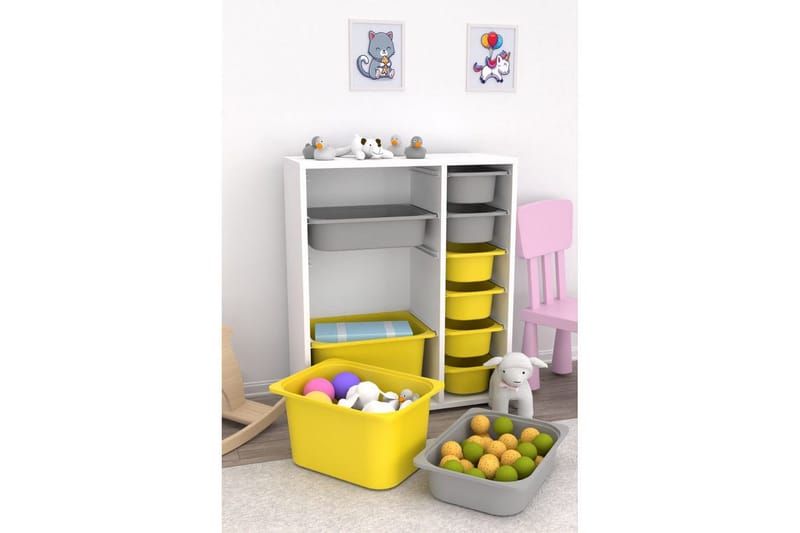 Flerfunktionsskåp Sosan K6U Vit / Grå / Gul - Vit / Grå / Gul - Förvaring - Småförvaring - Förvaringslåda