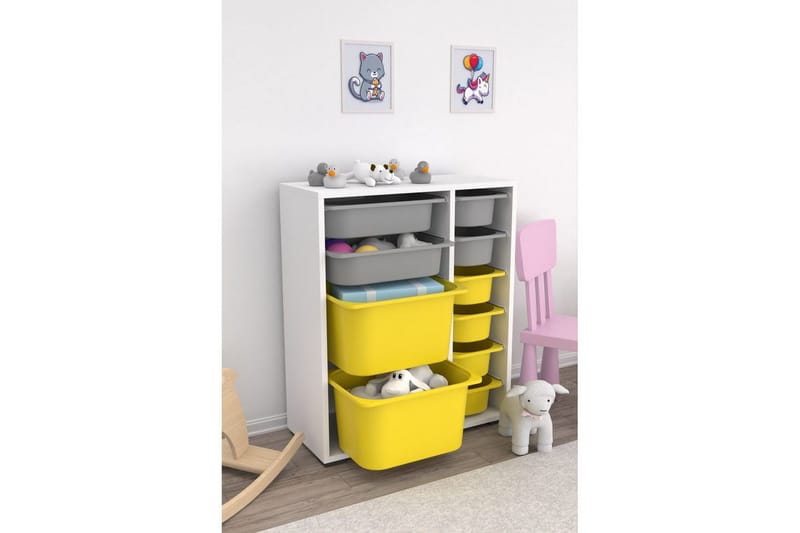 Flerfunktionsskåp Sosan K6U Vit / Grå / Gul - Vit / Grå / Gul - Förvaring - Småförvaring - Förvaringslåda