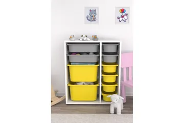 Flerfunktionsskåp Sosan K6U Vit / Grå / Gul - Vit / Grå / Gul - Förvaring - Småförvaring - Förvaringslåda