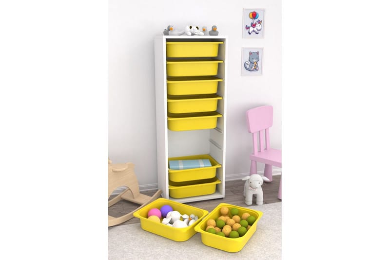 Flerfunktionsskåp Stribor Vit / Gul - Vit / Gul - Förvaring - Småförvaring - Förvaringslåda