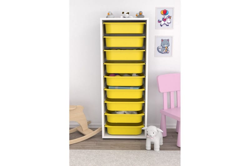 Flerfunktionsskåp Stribor Vit / Gul - Vit / Gul - Förvaring - Småförvaring - Förvaringslåda
