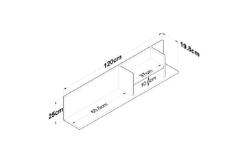 Friederich Vägghylla 120 cm - Vit/Valnöt - Förvaring - Hylla