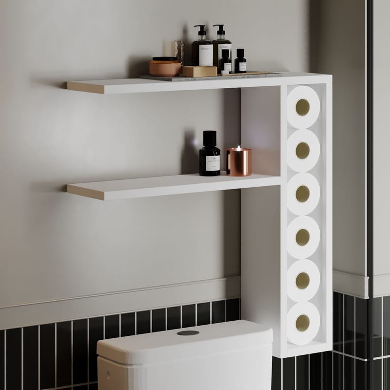 Hollowmere Vägghylla 60x61,8x15 cm - Vit - Förvaring - Småförvaring - Väggförvaring