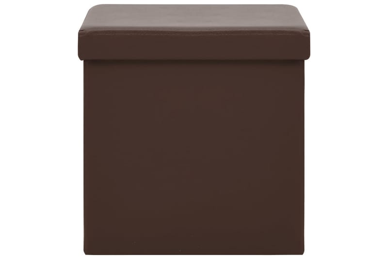 Hopfällbar förvaringspall brun PVC - Brun - Förvaringslåda