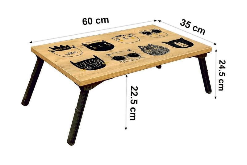 Laptopställ Godford 25 cm - Trä|natur|Svart - Förvaring - Småförvaring