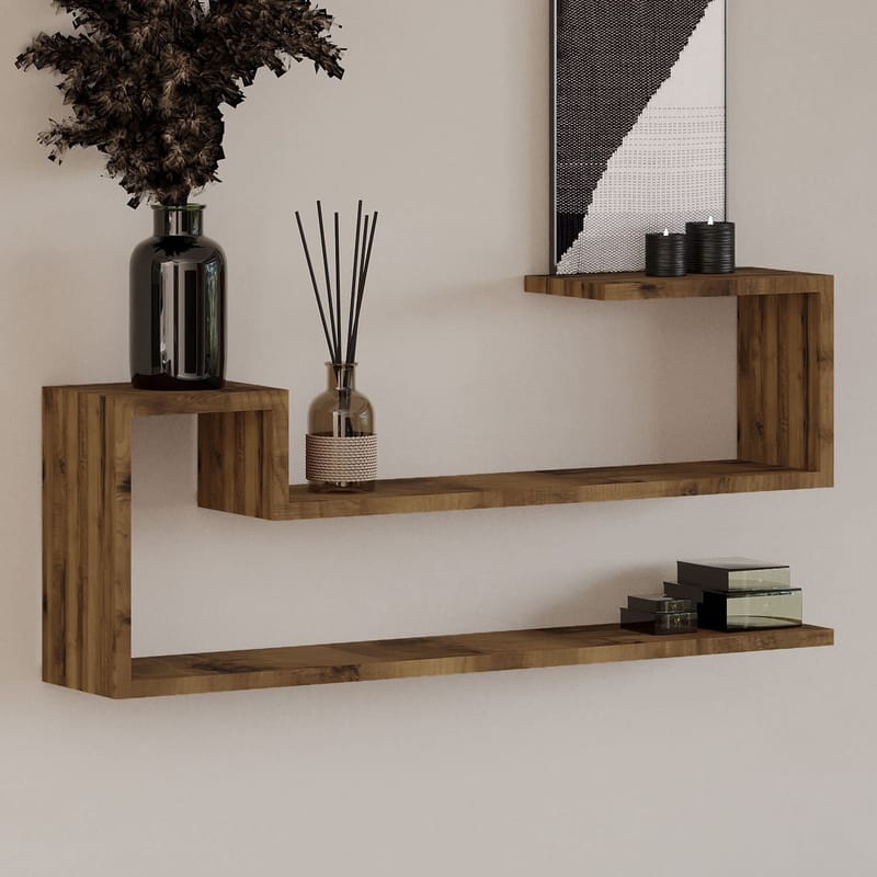 Melto Vägghylla 90x41,2x17 cm - Antik valnöt - Förvaring - Småförvaring - Väggförvaring