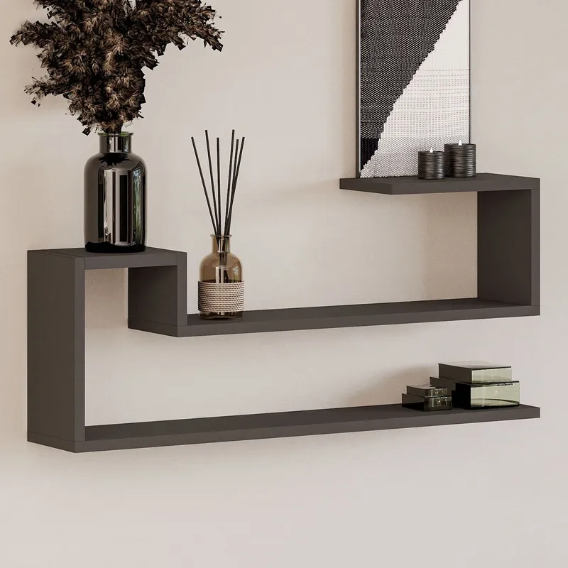 Melto Vägghylla 90x41,2x17 cm - Antracit - Förvaring - Småförvaring - Väggförvaring