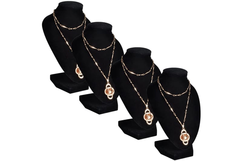 Smyckeshållare 9x8,5x15 cm flanell MDF svart 4-pack - Svart - Smyckesställ & smyckesskrin - Smyckeskrin barn