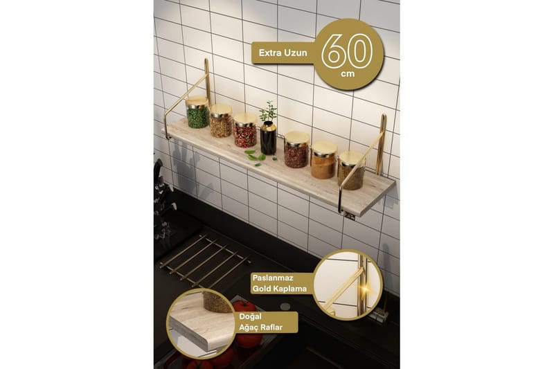 Sorab Vägghylla 60 cm - Brun/Guld - Förvaring - Småförvaring - Väggförvaring