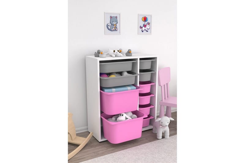Sosan Förvaringslådor 69,5 cm - Vit/Rosa/Grå - Förvaring - Småförvaring - Förvaringslåda