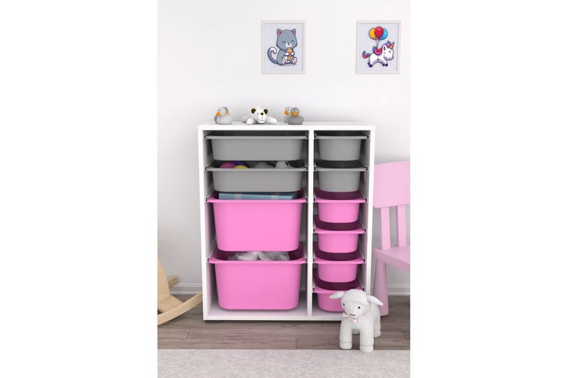 Sosan Förvaringslådor 69,5 cm - Vit/Rosa/Grå - Förvaring - Småförvaring - Förvaringslåda